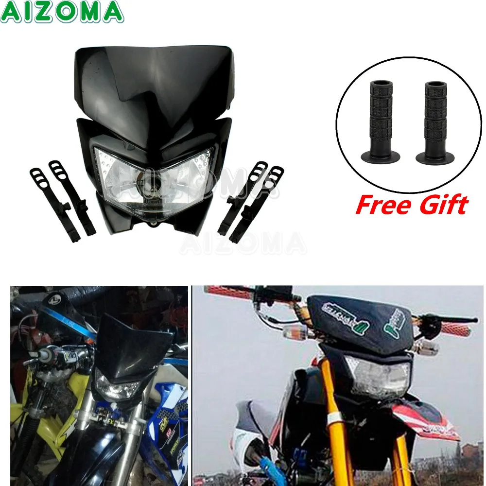 

Dirt Bikes 12v 35w Headlight Naked Motorcycles Fairing Street Fighters Universal For Yamaha Kawasaki KLX KLR 110/125/150/250/450