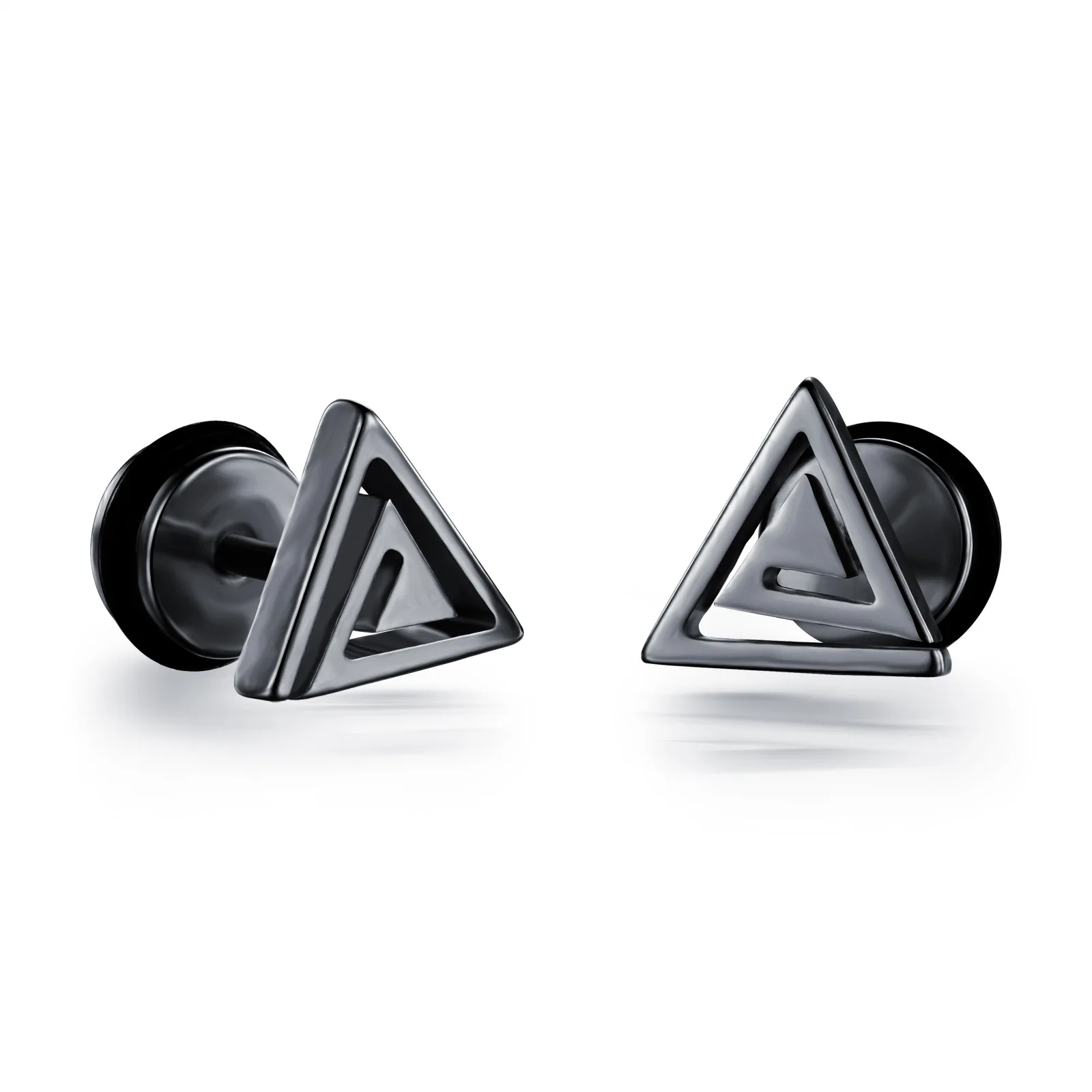 

Simple samll Stainless Steel Man's Triangle Stud Earrings Punk Rock Style Casual 316L Steel Men's party Jewelry Gift 3 Colors