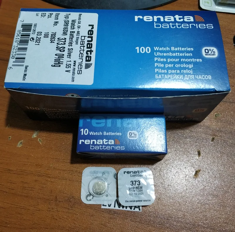 100xrenata батарея для часов с оксидом серебра 373 SR916SW 916 1 55 V 100% оригинальный бренд renata