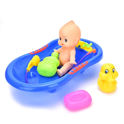 1 комплект, детская игрушка для ролевых игр, ванна с уткой, набор для душа, детские куклы для ванны, разные цвета