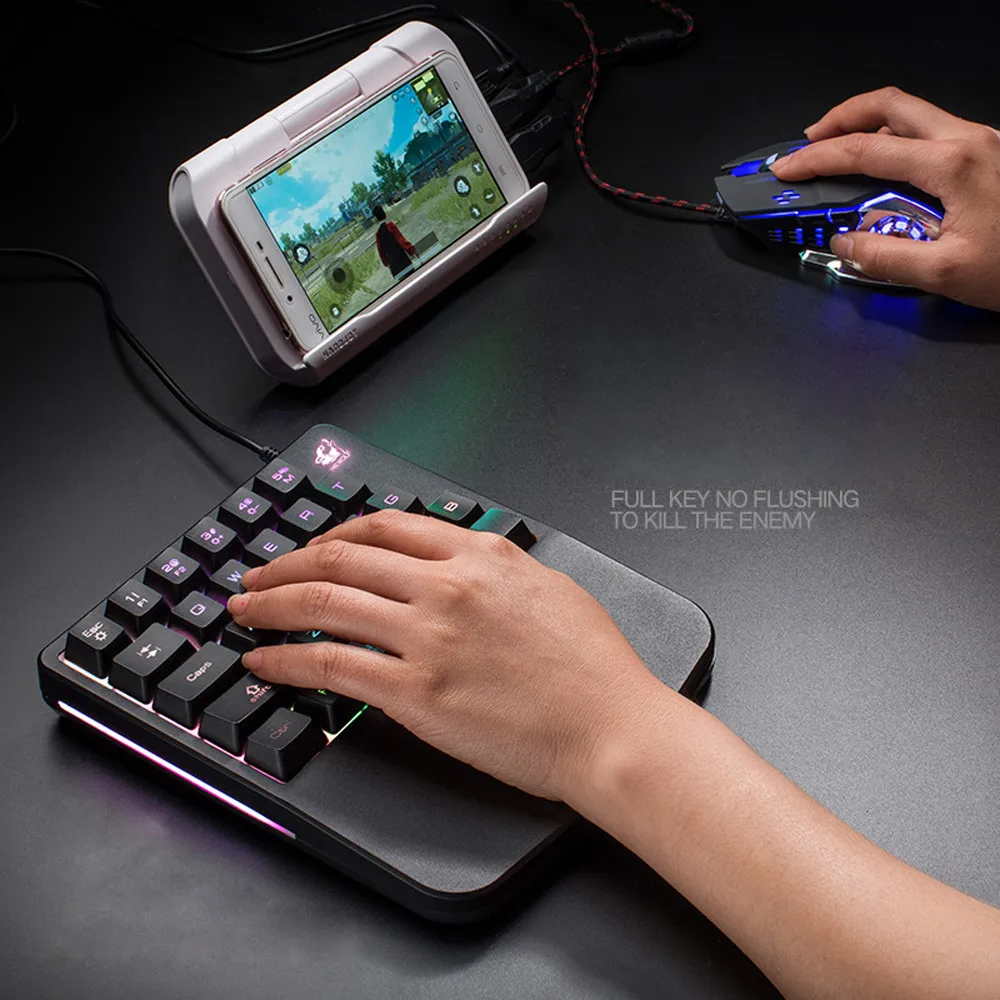 VOBERRY применимо к K108 кабель 28-клавишная светодиодный Подсветка USB Эргономичный одной рукой клавиатура игра подходит для левой руки