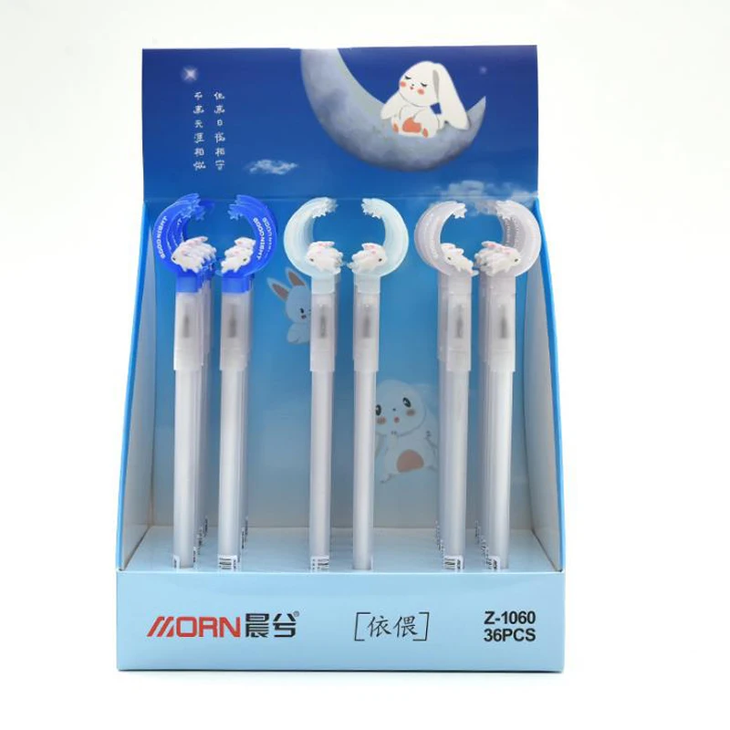 

6 Pcs/set Cartoon Moon Star Rabbit Couple Gel Pens Transparent Signature Pen Escolar Papelaria Stationery School Office Supply