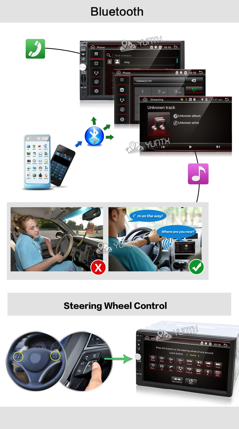 Excellent Bosion Android 7.1 7 inch Universal Car Stereo GPS Navigation 2 Din Radio AUX Bluetooth Camera For Volkswagen/Ford fiesta etc 11
