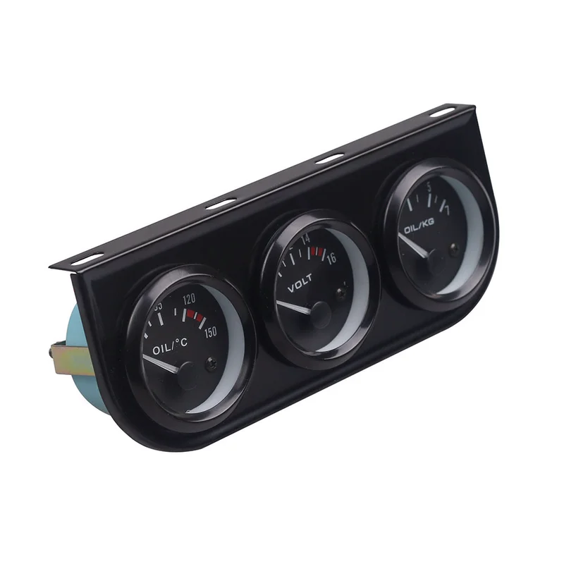 

China Common use Car Triple Guage Indicator Kit Auto three in one voltage oil temperature, pressure refitting instrument Trucks