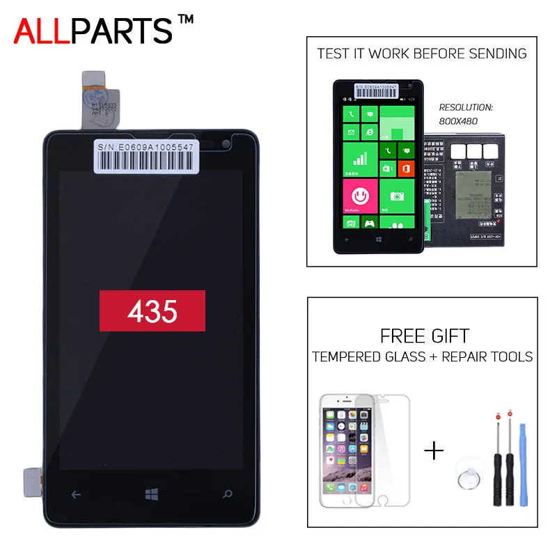 

100% Tested Original 800*480 4.0'' LCD For NOKIA Microsoft Lumia 435 Display Touch Screen with Frame Digitizer Lumia 435 Display