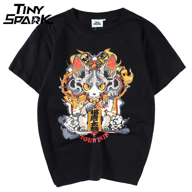 

Harajuku Japanese Anime T Shirt Cartoon Cat New 2019 Summer Hip Hop T-shirt Cotton Letter Print Top Tees Funny Tshirt Streetwear