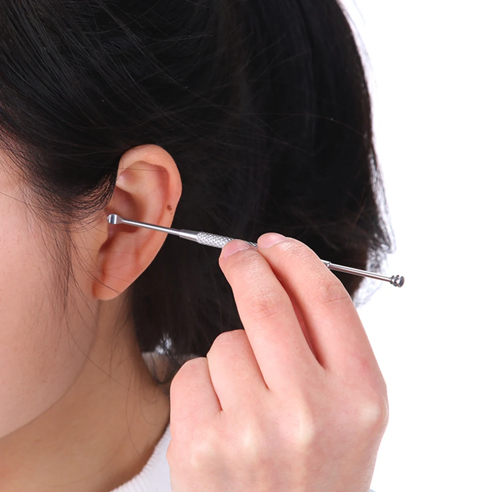 1 pc Double ended Stainless Steel Spiral Ear Pick Spoon Ear Wax