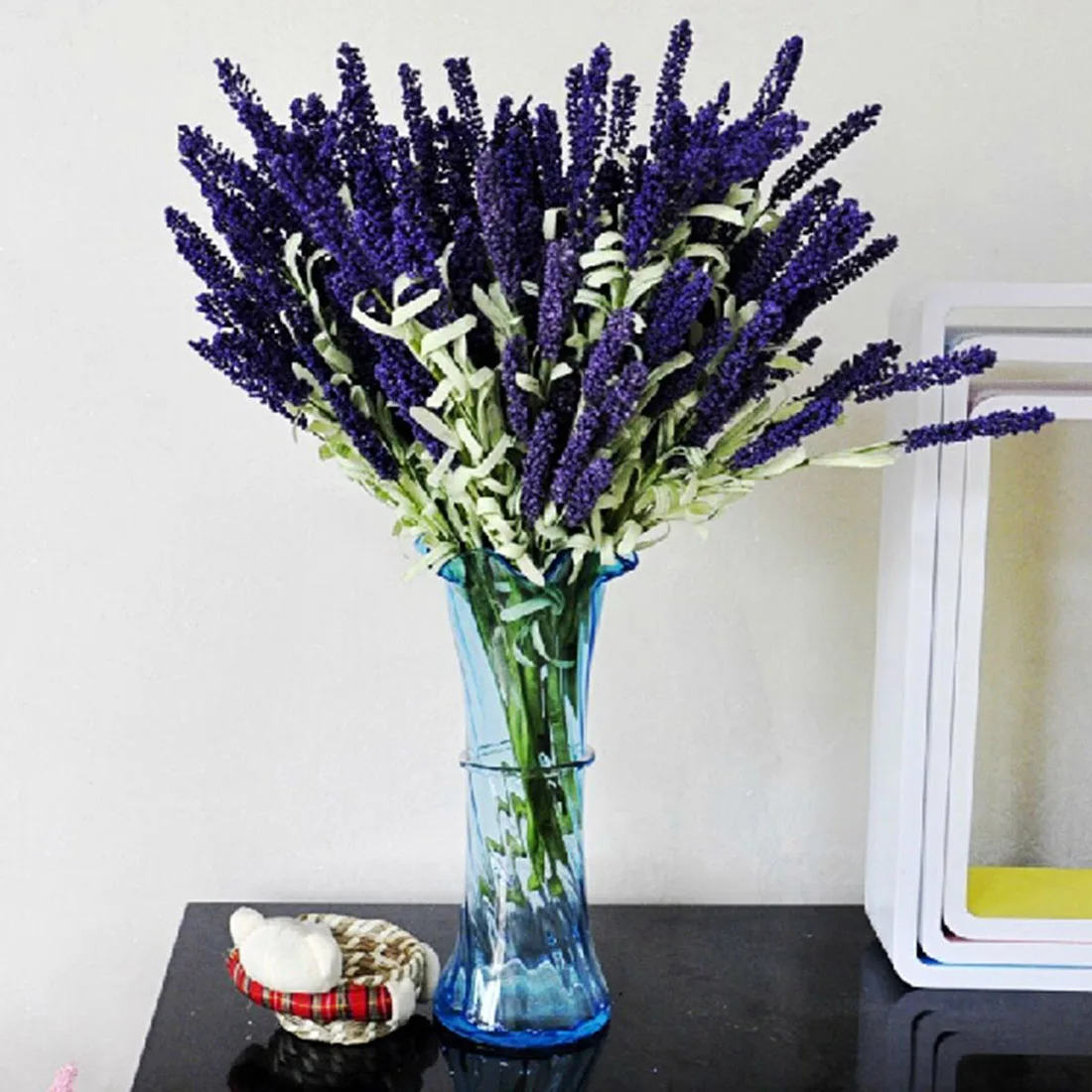 

12 Heads Artificial Lavender Flowers Leaves Bouquet Home Wedding Garden DIY Decor Color:Dark Purple