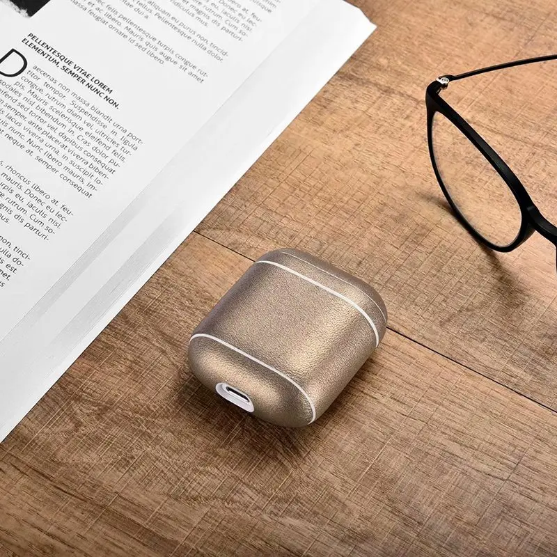 Icarer блестящий чехол из натуральной кожи для Apple Airpods противоударный чехол для Apple гарнитура для Airpods чехол s Air Pods защитный чехол - Цвет: Золотой