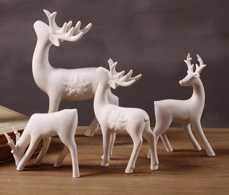 

Home Decoration Deer Statue Ceramic Crafts American Country Simple Creative Home White Deer Decoration Window Decoration