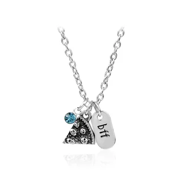 

Wholesale 24pcs/lot Vintage Pizza Pendant Charms Best Friend Forever Necklace