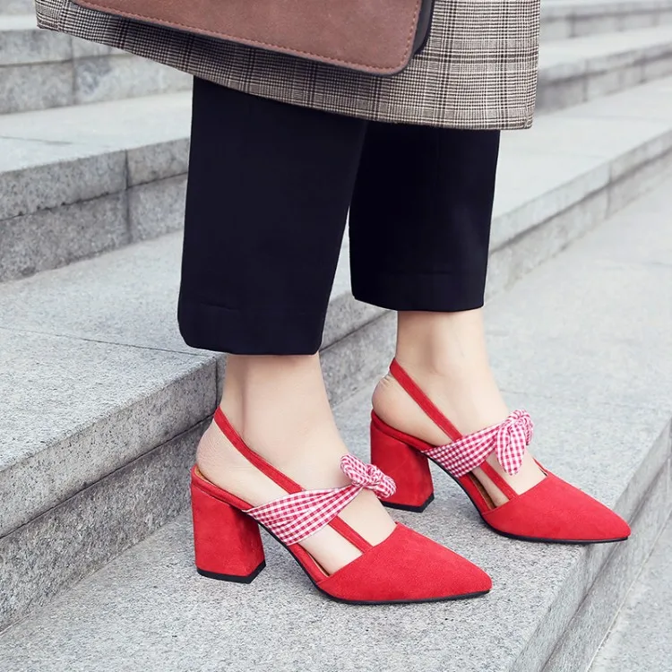 

Big Size 9 10 11 12 13 14 15 high heels sandals women shoes woman summer ladies Trip sandals with a pointed bow