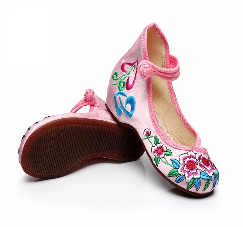 Модная обувь для девочек «Мэри-Джейн» в стиле «Старый Пекин» тканевая Туфли без каблуков и вышивкой в виде цветочков, мягкая подошва повседневная обувь для детей C169