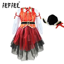 Карнавал Хеллоуин Рождество пират для девочек детский наряд для костюмированных вечеринок платье для ребенка+ шляпа комплект одежды