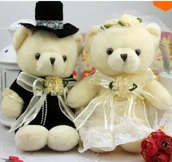 

15cm 2pcs/lot Stuffed Dolls Couple of Bears Wedding Teddy Wedding Gift Plush Toys wed