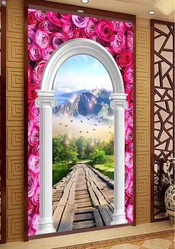 

Custom photo 3d wallpaper Non-woven mural picture wall sticker European Roman column roses painting Living room decoration