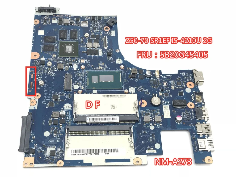 ACLUA/ACLUB NM-A273 ноутбук материнская плата для Lenovo Z50-70 материнская плата FRU 5B20G45405 с SR1EF I5-4210U 2G 100% тестирование