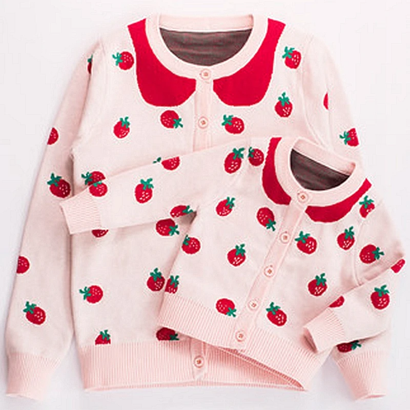 Mother Daughter Sweater Cardigans 100 Cotton High Quality Cute Family