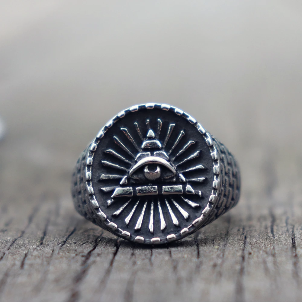 

316L Titanium Stainless Steel Ring Eye of Providence Masonic Rings for Men Jewelry