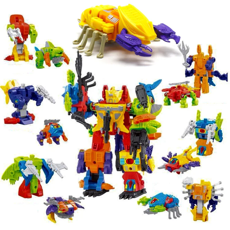 

5in1 Deformation Toy Assembled 6in1 Transformation Robots Dinozords Dinosaur Rangers Children Action Figures Toy