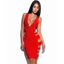 Новое поступление, летнее женское платье,, красное платье с v-образным вырезом и вырезами, Бандажное платье для вечеринок, Платье Прямая поставка+ костюм