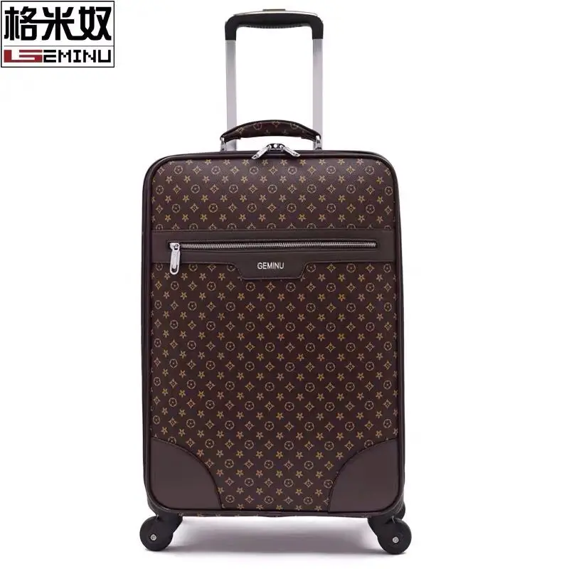 

Fashion Leather PVC Men Women Rolling Luggage Suitcase Designer 16/20/22/24 Inches High Quality 4 Wheels Spinner Airport Luggage