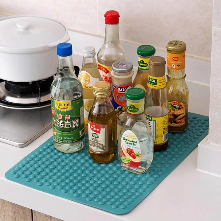 

Silicone Large Dish Drying Mat Tableware Dishwaser Safe Heat Resistant Mat Placement Dinnerware Cutlery Table Drain Oil Pad