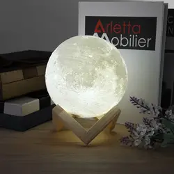 Icefire 8 см 3D Луна лампы Touch Управление Перезаряжаемые Лунная ночь свет с подставкой для рабочего украшения Праздничные подарки
