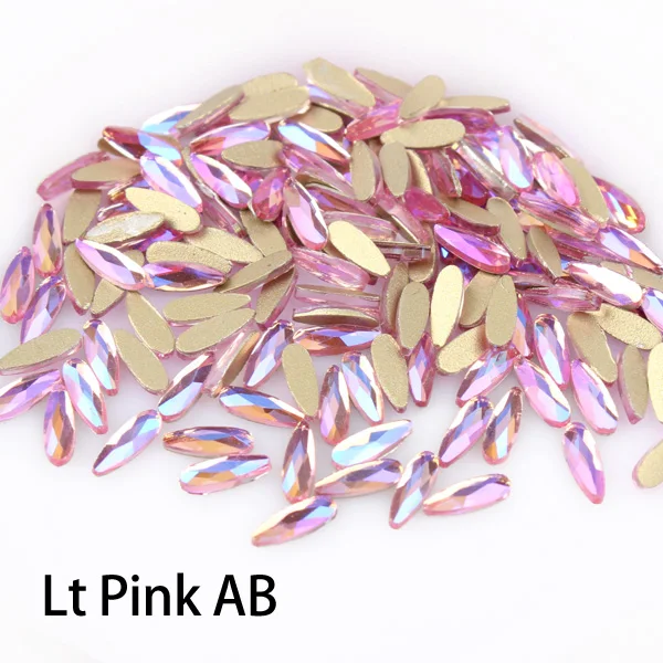 Flatback Water Drop 2x6mm 30/100pcs/lot Nails Art Rhinestone Colorful AB Stones For 3D Nail Art Decoration Free shipping