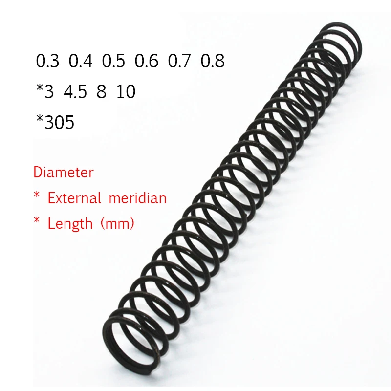 

A 2pcs Spring steel pressure spring Y-type compression spring 0.3 0.4 0.5 0.6 0.7 0.8*3 4.5 8 10*305mm
