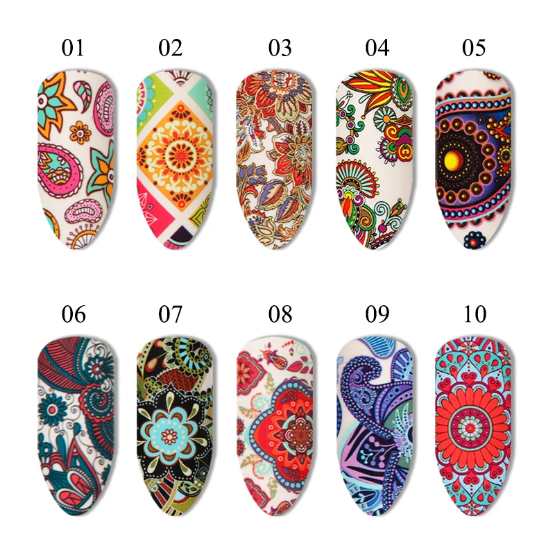 BORN queen10 pcs наклейки из фольги для ногтей Set 4*20cm цветочные узоры самодельные