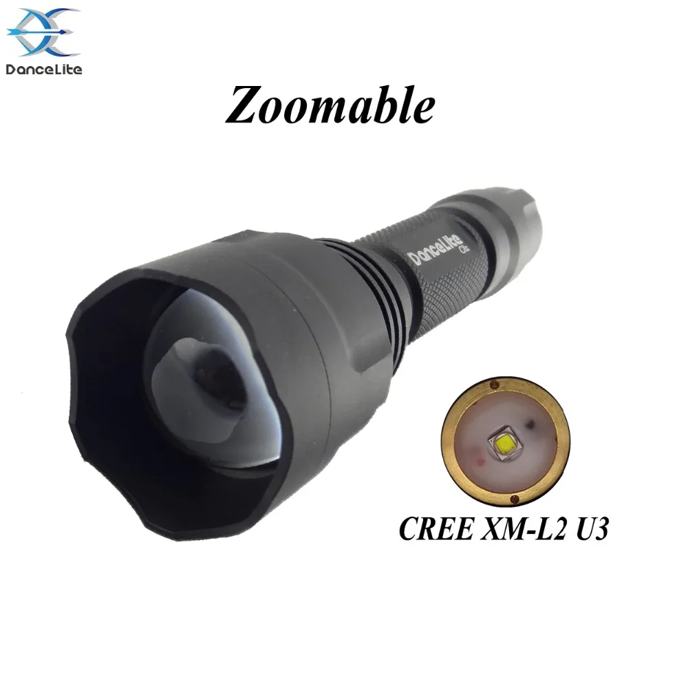 

Good Quality ~ DanceLite C8z XM-L2 U3 5-Mode Focus Zoomable LED Flashlight, Torch (1x18650)