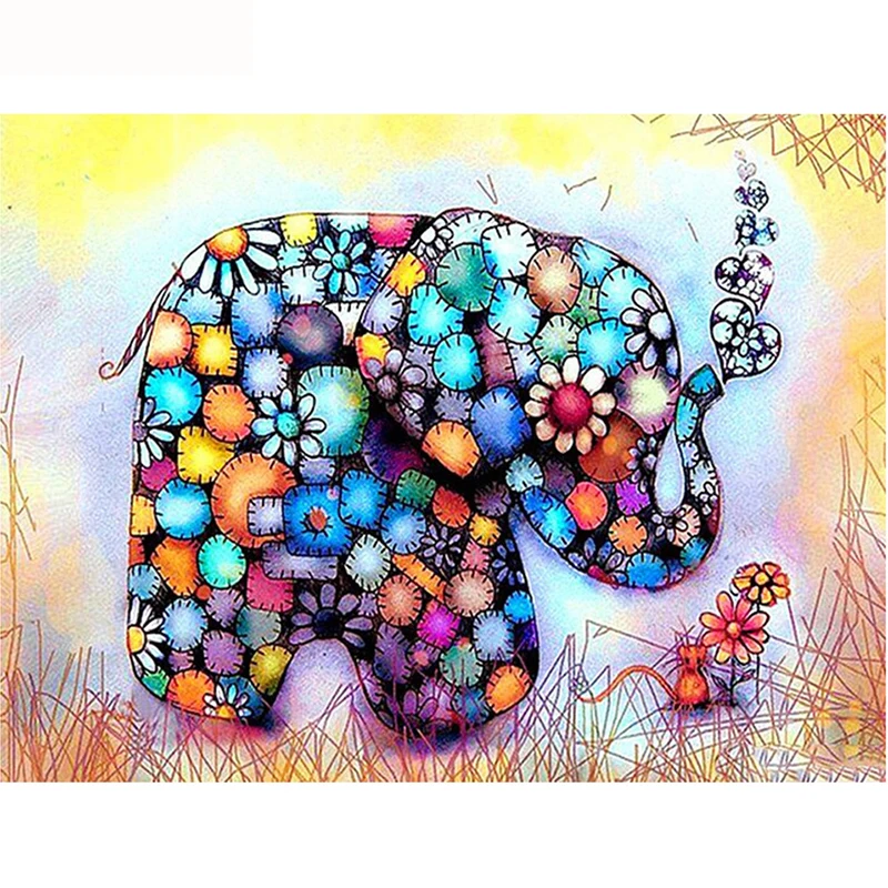 Diamond Mosaic Square Drill Resin Cartoon Elephant Picture Diamond Embroidery Full Kits Children Gift Handiwork Hobby