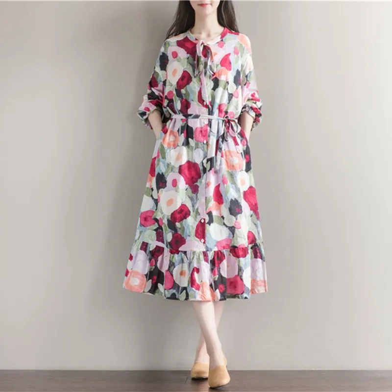 Cotton summer dresses with long sleeves 2017