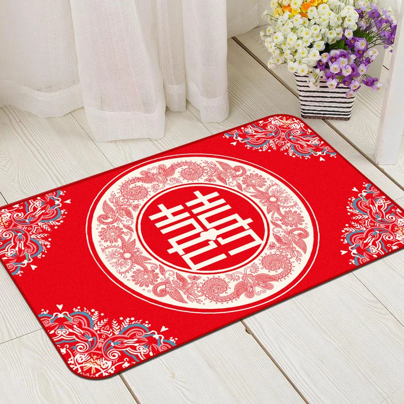 Праздничный китайский стиль красный ковер для свадьбы коврик для спальни вакуумный бытовой прямоугольный моющийся ковер нескользящий абсорбирующий коврик - Цвет: type8