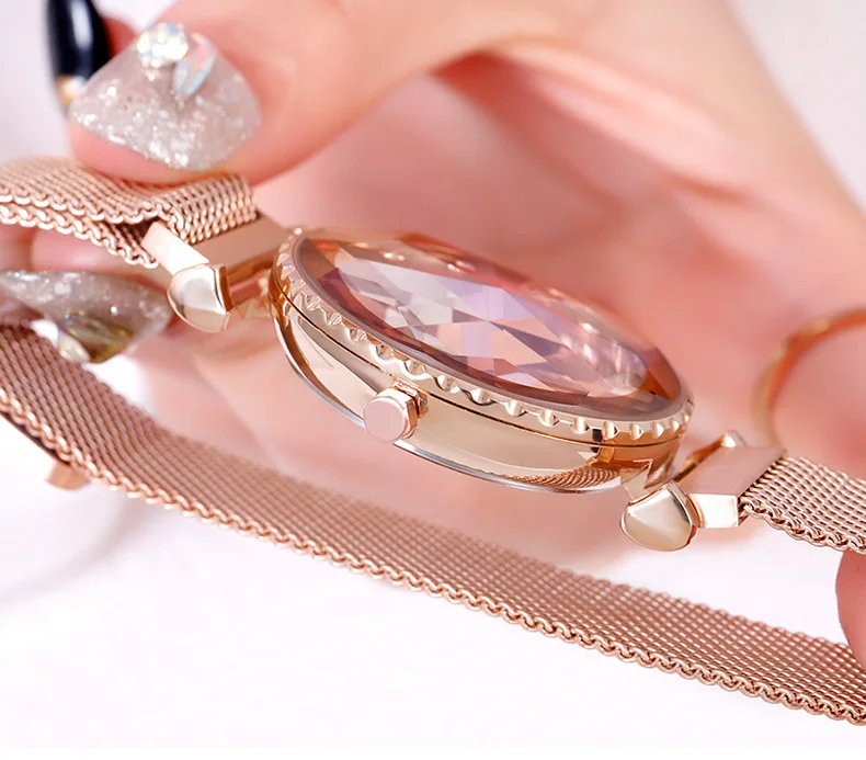 2019 элегантный в форме бриллианта женские часы с искусственным бриллиантом Элитный бренд розовое золото кварцевые женские наручные часы
