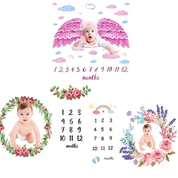 

Newborn Photography Blankets Baby Milestone Garland Pattern Blanket Photography Background Props Mat