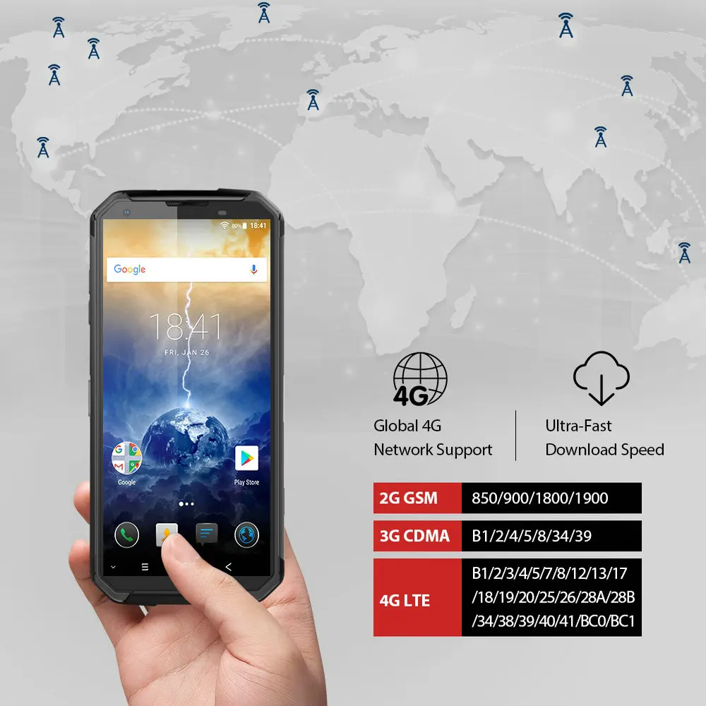 Blackview BV9500 Original IP68 Waterproof Rugged Mobile Phone 10000mAh 4GB+64GB Android 8.1 FHD Fingerprint Unlock 4G Smartphone