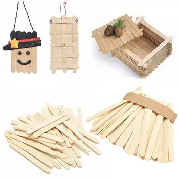 

50Pcs/Lot Kids Wooden Popsicle Sticks Puzzle Kids Colorful DIY Hand Crafts Art Assembly Wood Ice Cream Lolly Cake Sticks Tools
