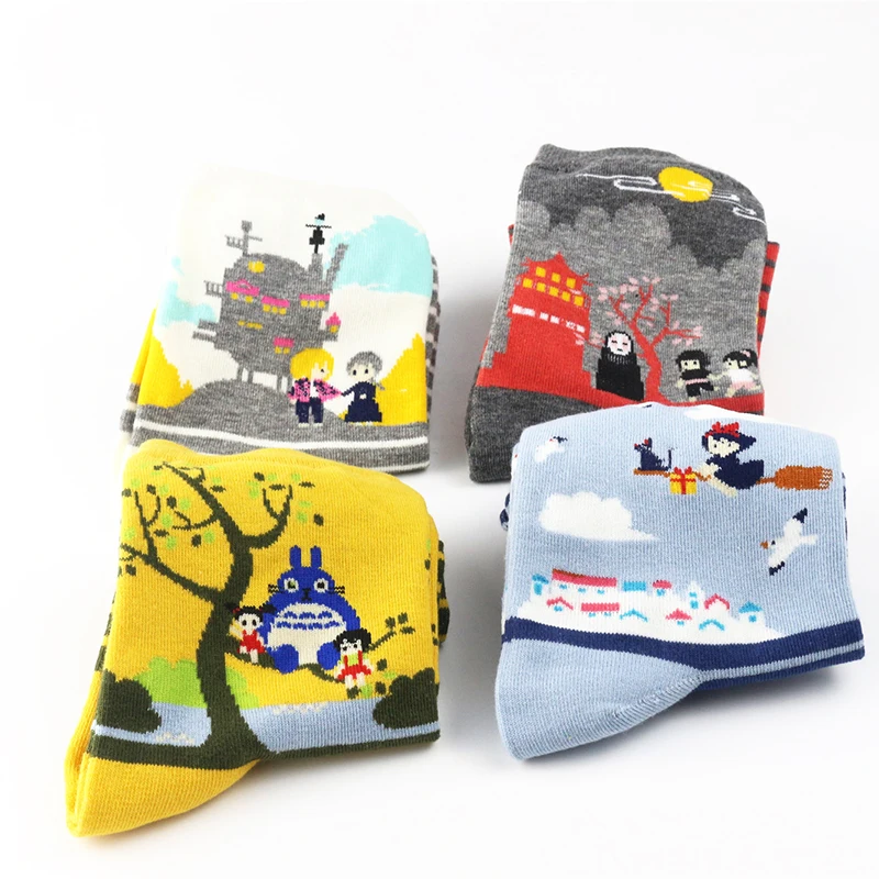 PEONFLY новые полосатые Мультяшные сказочные анимационные носки Totoro sox Осенние