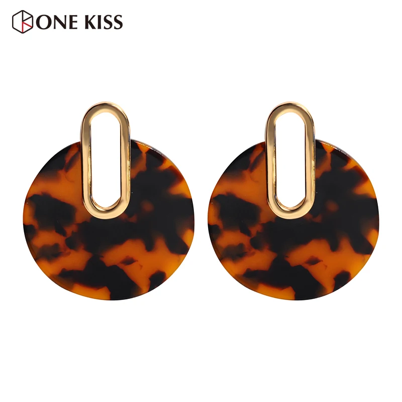 

2019 Za Geometric Round Acrylic Earring For Women Fashion Circles Leopard Print Statement Resin Stud Earring Jewelry Wholesale