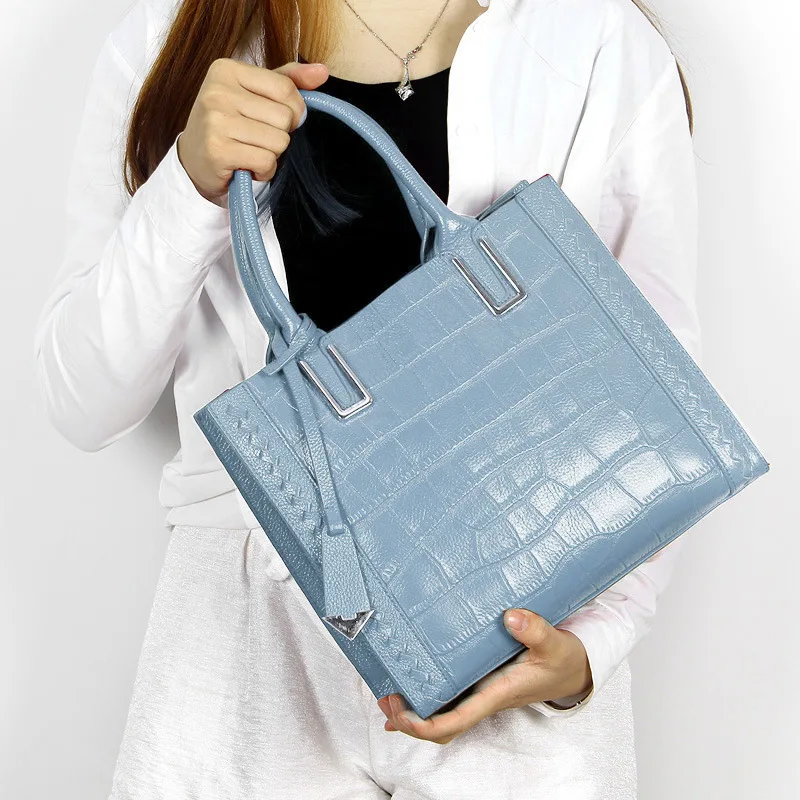 

Single Shoulder Package 2019 Single Shoulder Crocodile Weave Portable Genuine Leather Woman Package Support Special