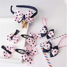 Модный 1 комплект = 7 шт., Детские аксессуары, заколка для волос, резинка для волос для маленьких девочек, милый бант, головной убор, заколка для волос, повязка на голову