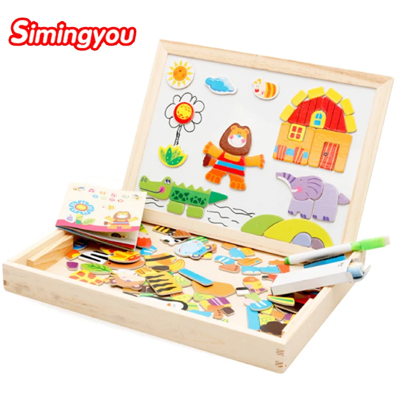 

Wooden Puzzles For Children Forest Park Educational Magnetic Kids Puzzle Drawing Diy Box Toys Dropshipping