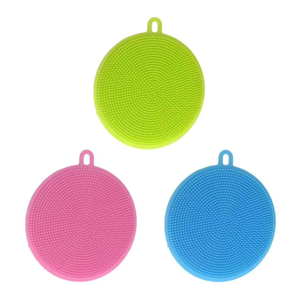 

3pc Silicone Sponges Food Grade Cleaning Brush Multifunctional Purifier Anti-Bacterial Kitchen Dish Cleaner Vegetable Fruit