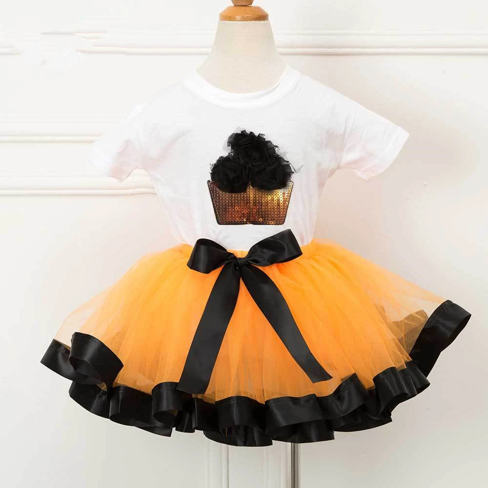 Новинка 2019 года, детская повседневная Милая хлопковая Футболка принцессы с сеткой, юбка-американка, костюм для девочек