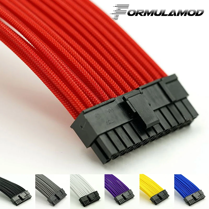 

FormulaMod Fm-ATX24P-A, ATX 24Pin Motherboard Power Extension Cables, 18AWG 24Pin Multicolor Matching Extension Cables