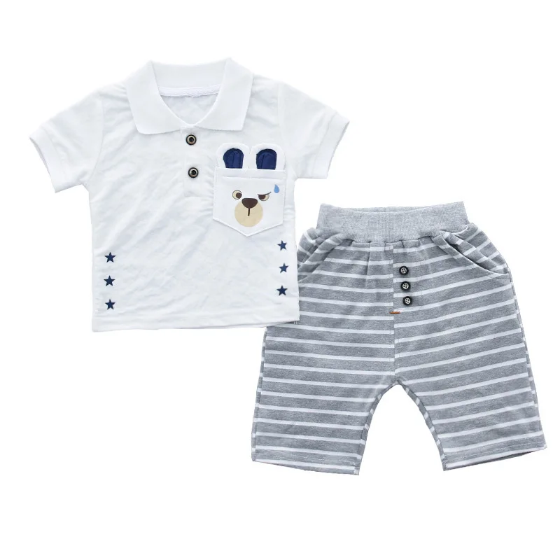 

Newborn Baby Summer Clothes Short Sleeve T-shirt+Striped Pants 2pcs Baby Boy Set 0-3T Age Cotton Infant Clothing Casual Outfit