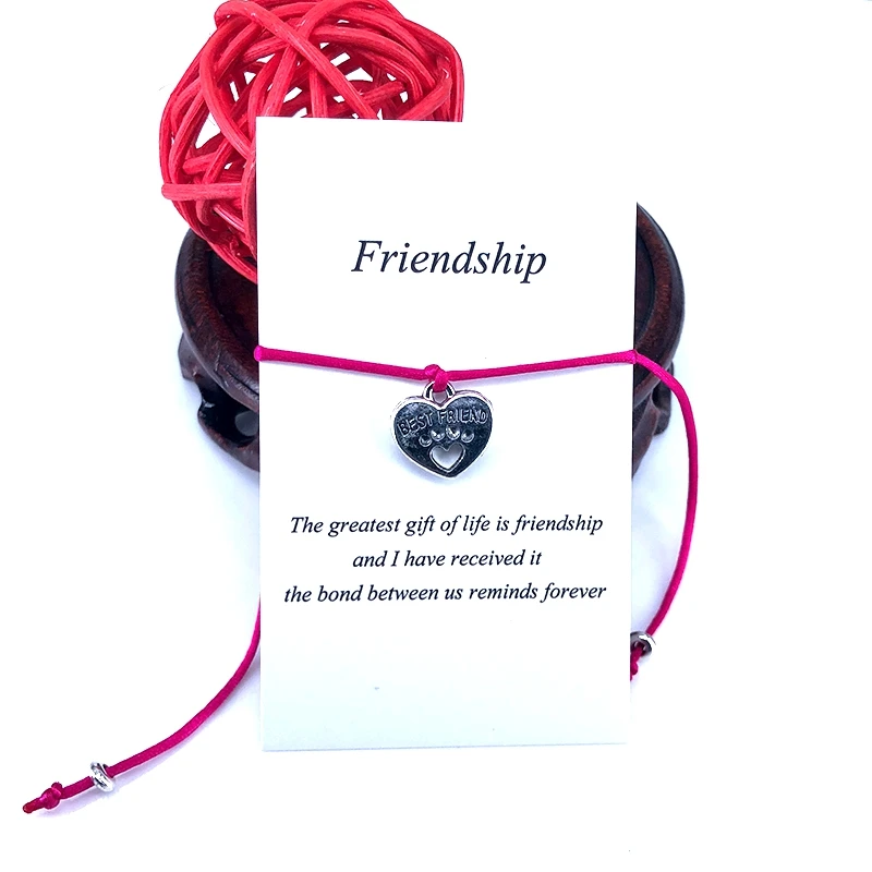 

Best Friend Charm Bracelet for Women Men and Children Lucky Red String Friend Wish Jewelry Adjustble Bangle Gift X018