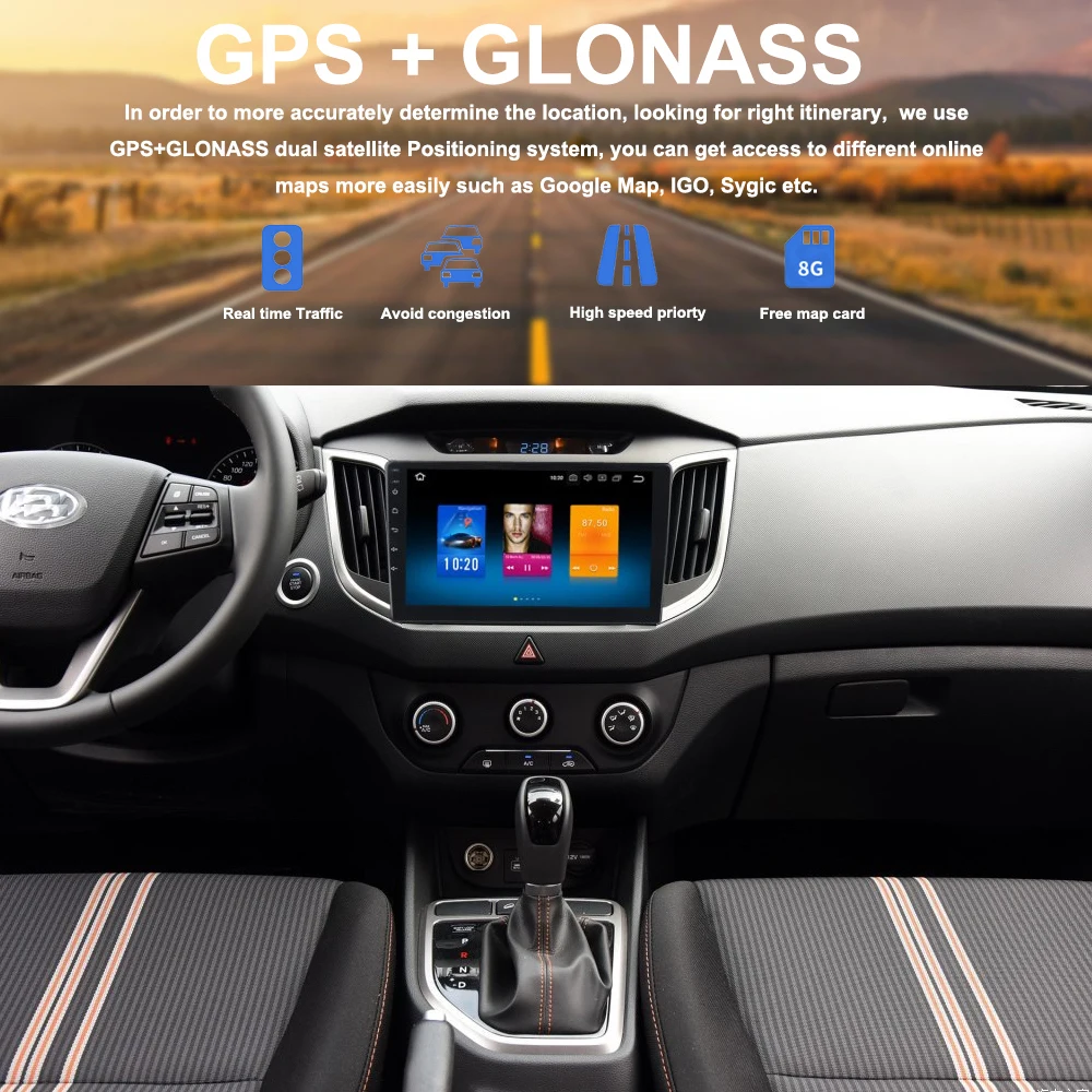 Car 2 din android GPS for hyundai creta IX25 autoradio navigation head